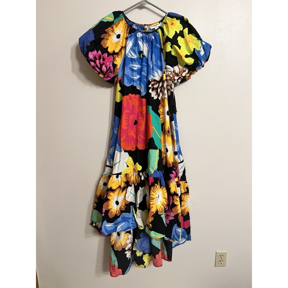 Christopher John Rogers x Target Puff Sleeve Floral Tropical Dress Small No Belt